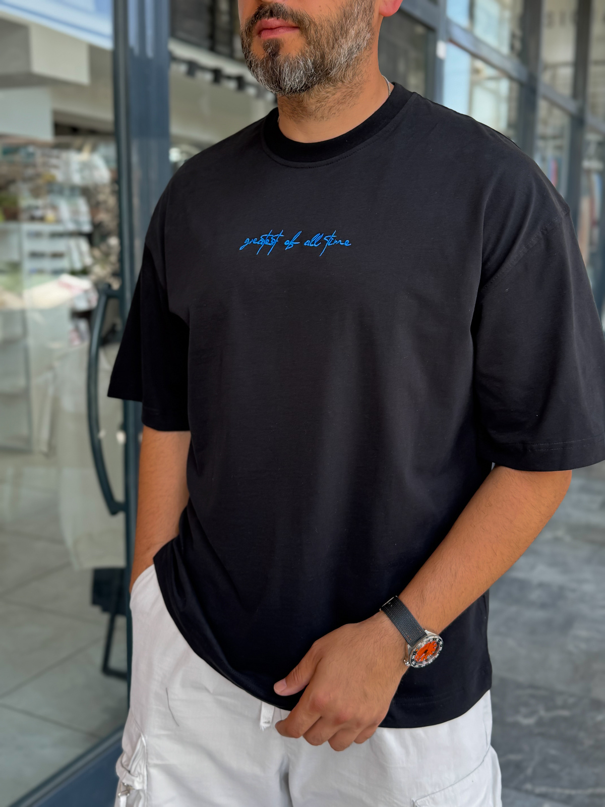 Siyah Goats Sırt Baskılı Oversize T-Shirt RES-1126