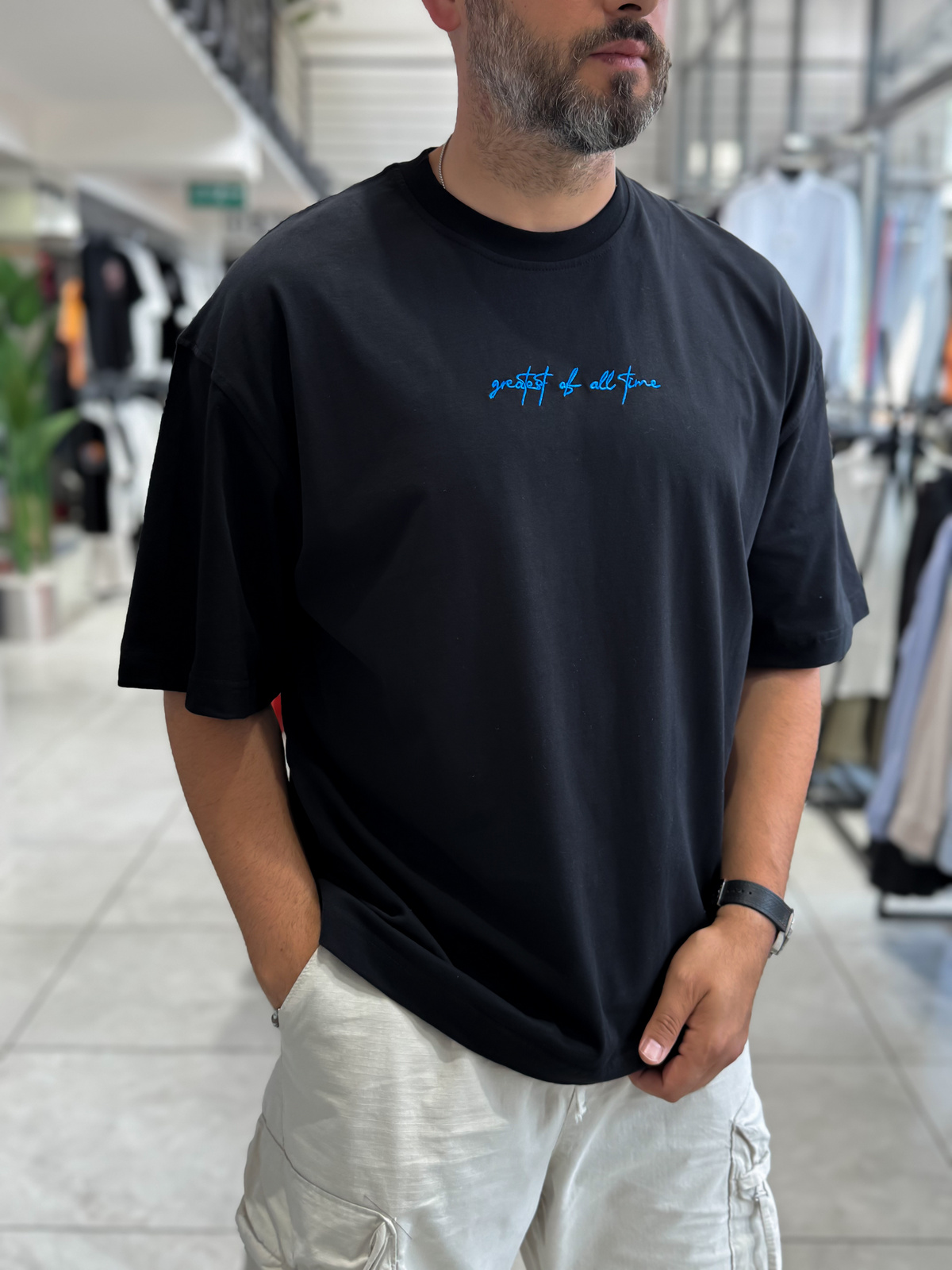 Siyah Goats Sırt Baskılı Oversize T-Shirt RES-1126