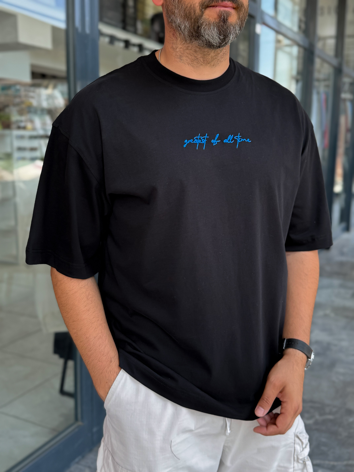 Siyah Goats Sırt Baskılı Oversize T-Shirt RES-1126