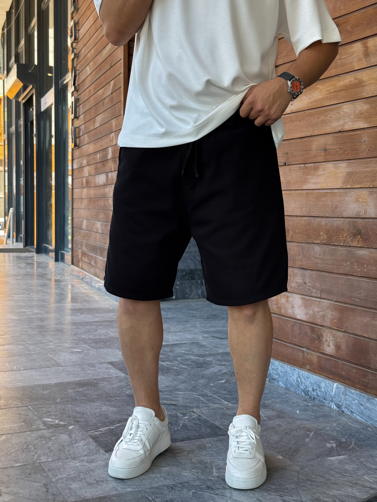 Siyah Basic Gabardin Şort WE-2973