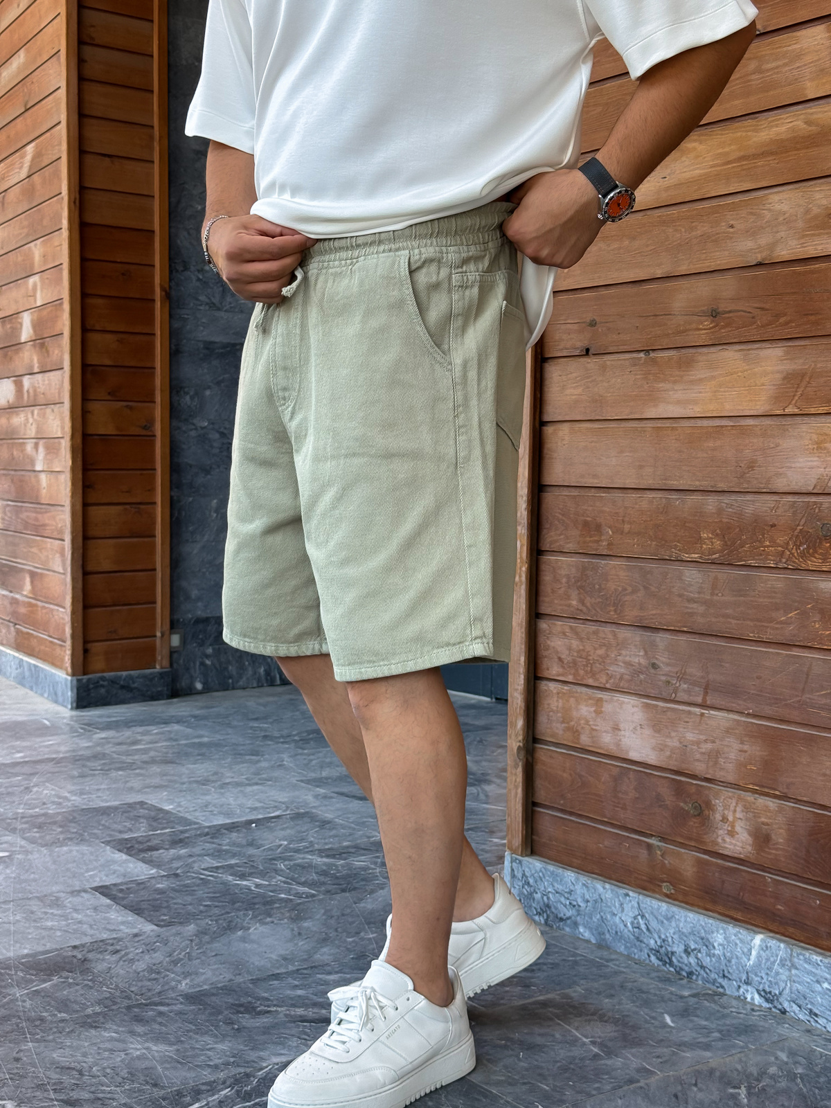 Yeşil Basic Gabardin Şort WE-2973